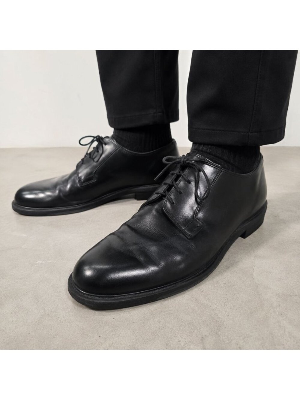 Bates Black Leather Oxford Shoes Vintage Dark Academia Minimalist 11.5